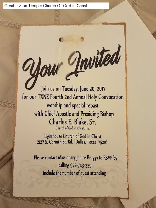 Greater Zion Temple Church Of God In Christ